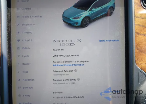 2019 Tesla Model X 100D/75D/Long Range/Standard Range z USA, uszkodzony, nr VIN 5YJXCDE23KF141849